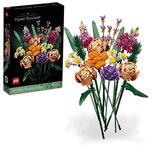 LEGO Icons Flower Bouquet Building Decoration Set - Artificial Flowers with Roses, Home Accessories or Valentine Décor for Him and Her, Gift for Valentines Day, Botanical Collection for Adults, 10280